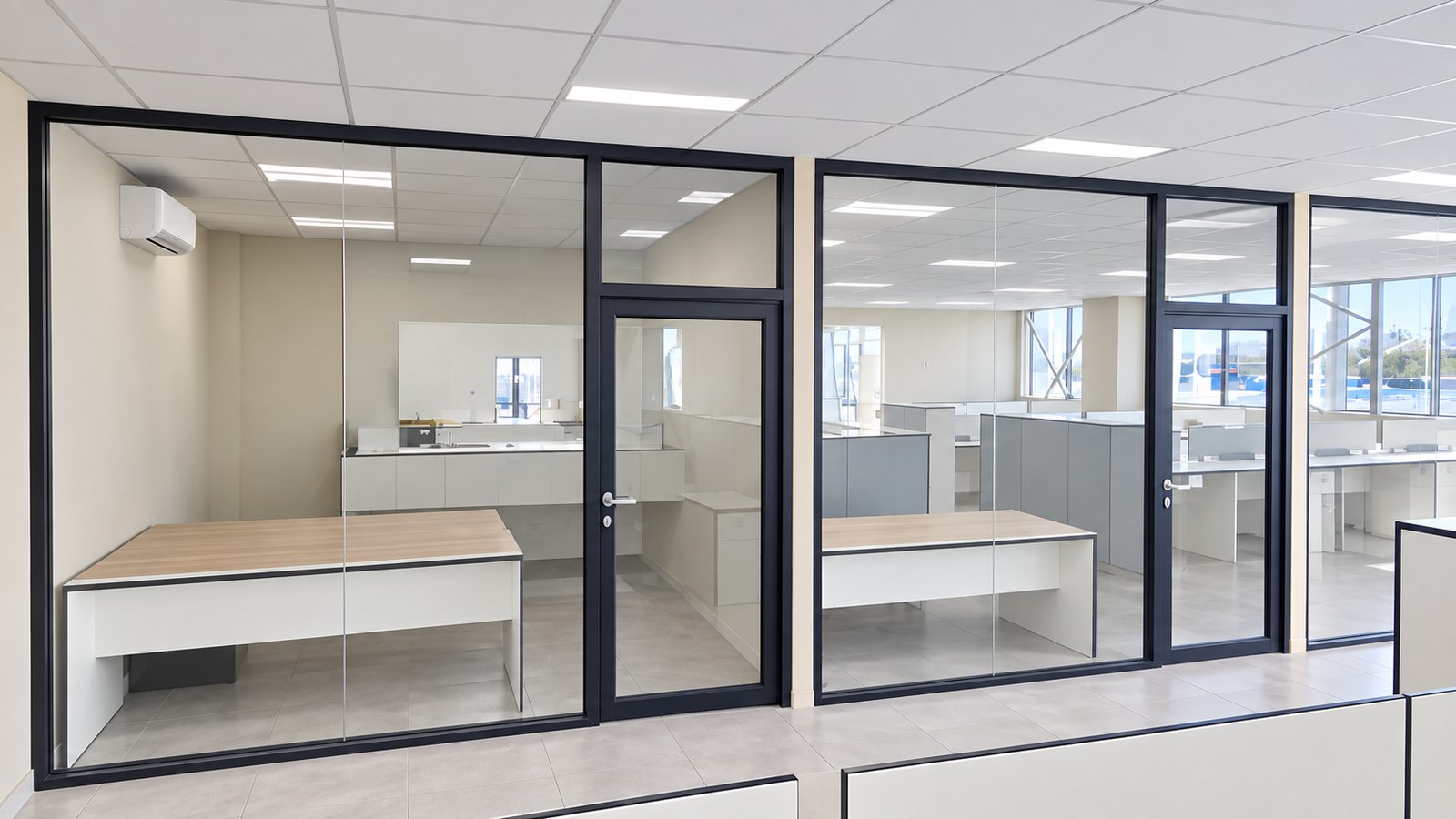 Oficinas con tabiques de vidrio